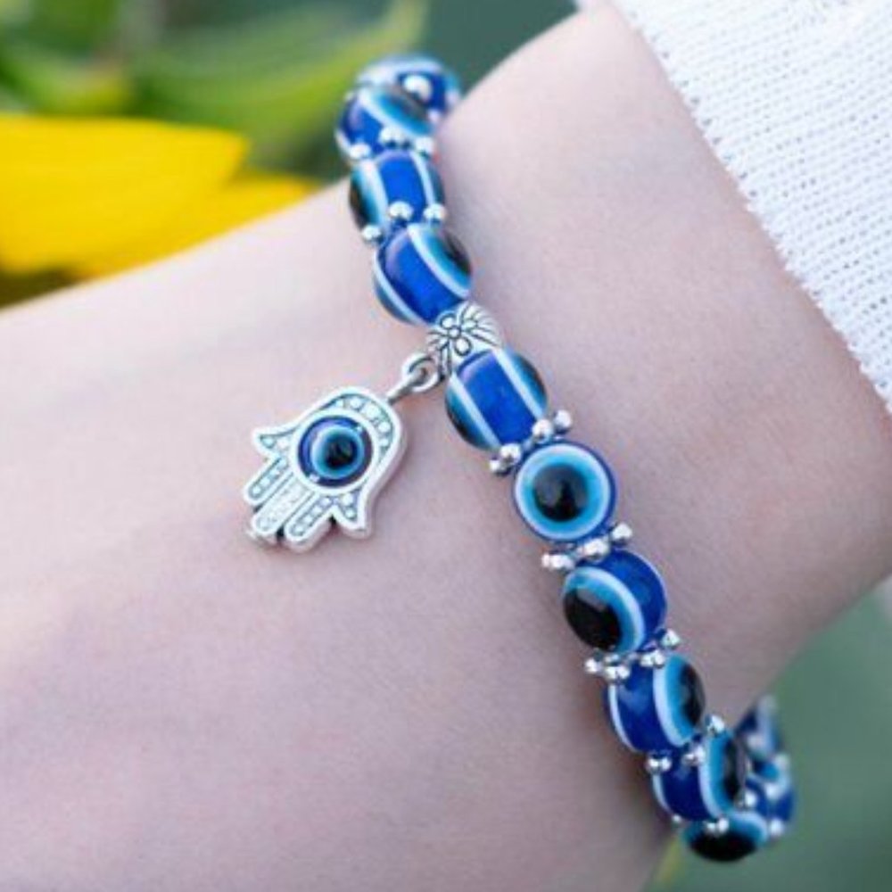 The Hasma Hand // Evil Eye Stretchy Elastic Bangle Bracelet